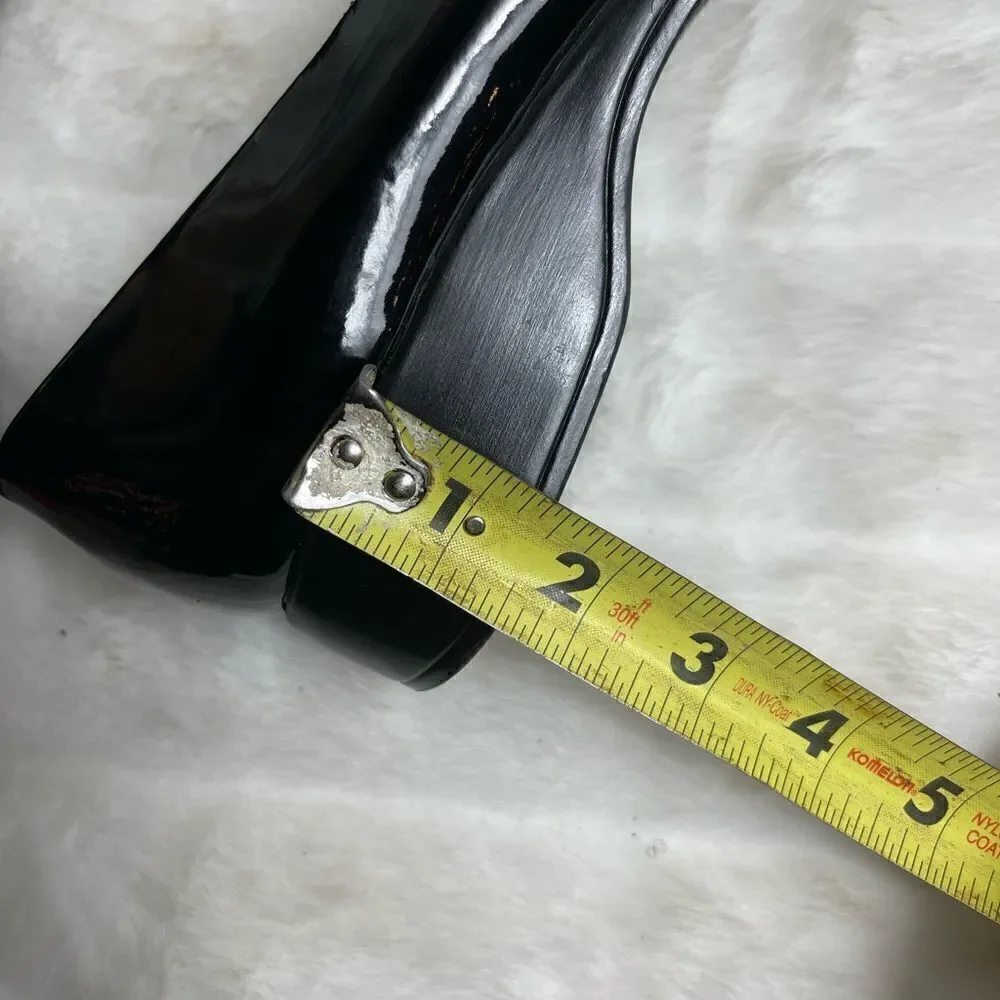 Naturalizer black patent faux leather slip on wedge shoes size 11 gently used.